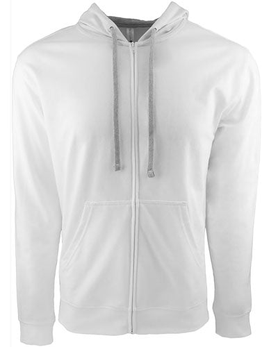 White/ Heather Grey Custom Next Level Adult French Terry Full-Zip Hooded Sweatshirt