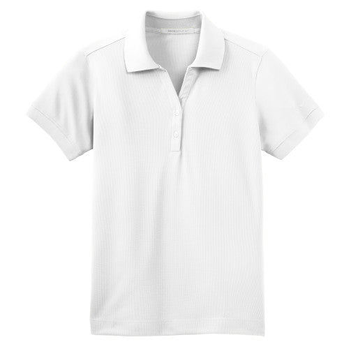 White Nike Dri-FIT Ladies Golf Shirt With Logo