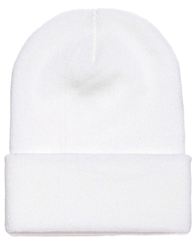 White Custom Yupoong Knit Cap